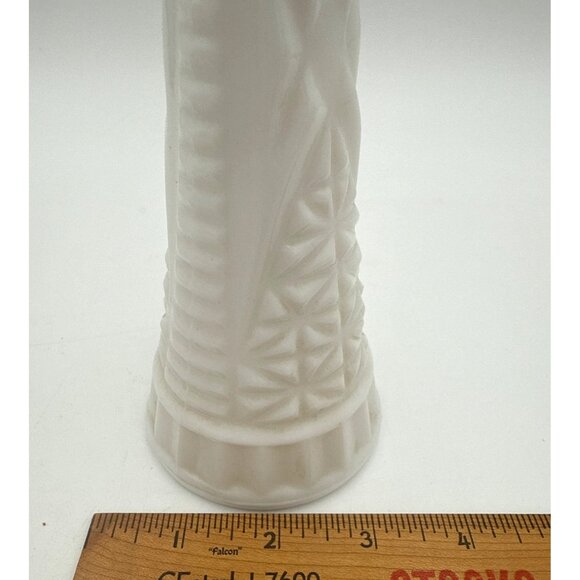 Three Vintage Milk Glass Vases Mid-20th Century Hobnail & Smooth & Candle Holder - Picture 12 of 13